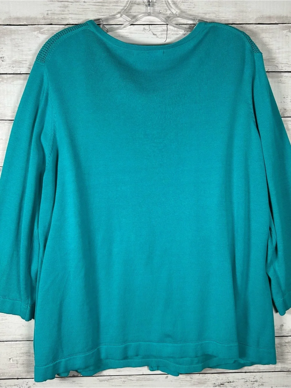 Coldwater Creek Sweater Set 2 Pc Teal Silk Blend Crochet Knit Cardigan/Tank 2X